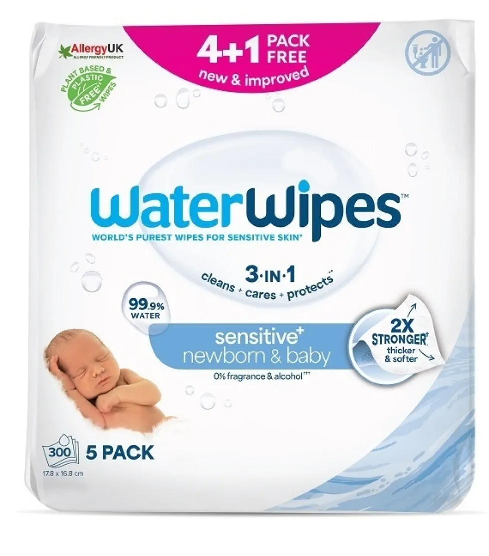 WaterWipes Salviette detergenti per la pelle dei neonati, 300 salviette