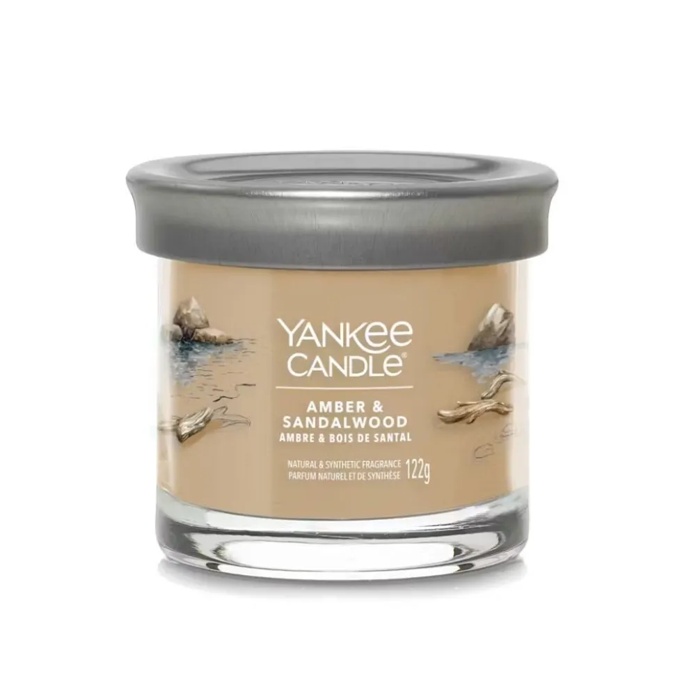 Yankee Candle Amber & Sandalwood - Signature Candela Piccola, 122g