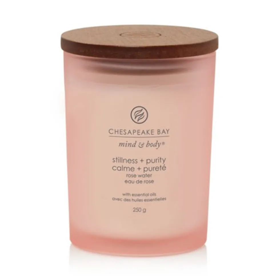 Yankee Candle Stillness & Purity - Candela Profumata Acqua di Rose Media, 250g