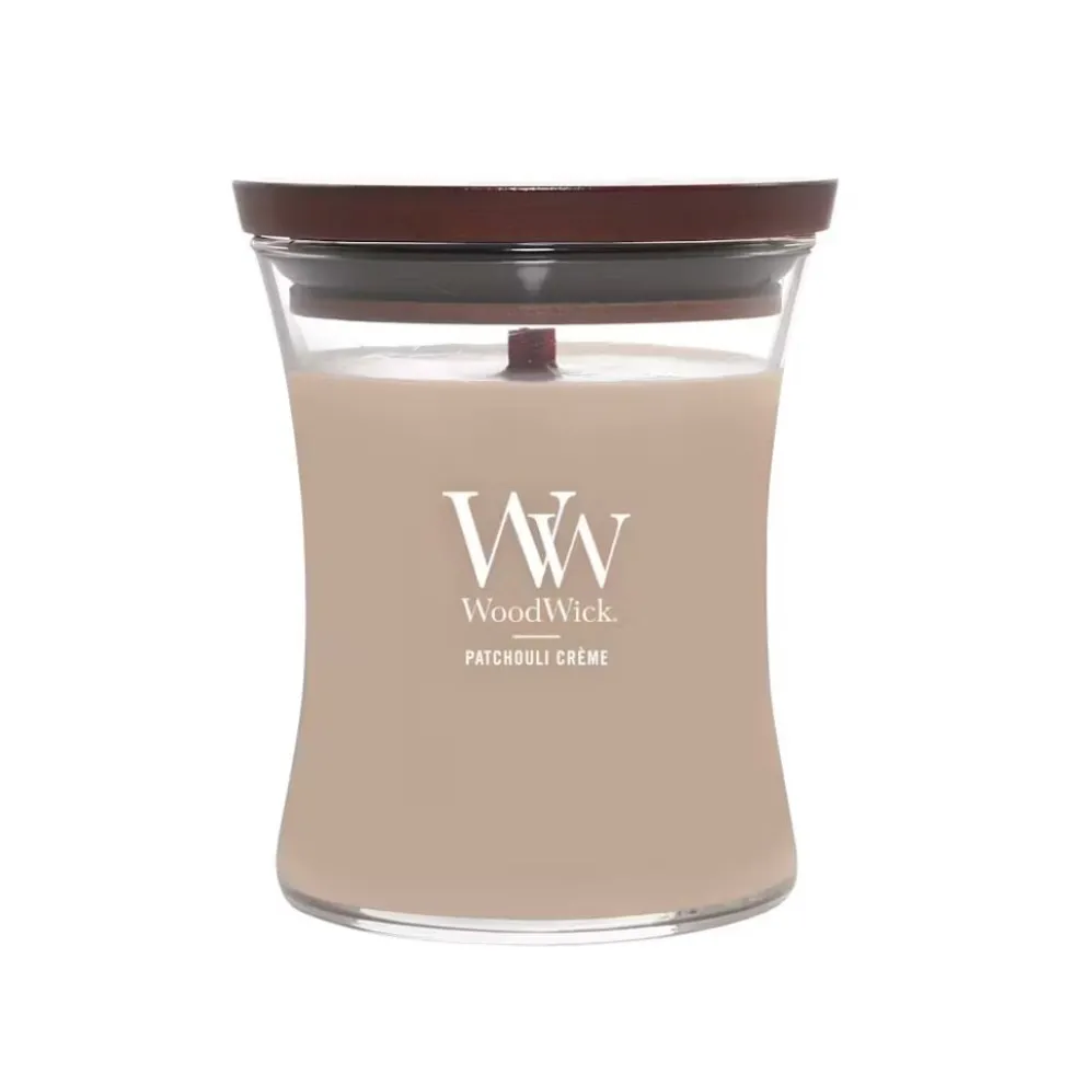 Yankee Candle WoodWick - Candela Patchouli Crème Clessidra Media, 275g