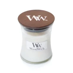 Yankee Candle WoodWick - Candela White Tea & Jasmine Fragranza Tè Bianco Gelsomino Cedro Rosso e Rosa, 85g