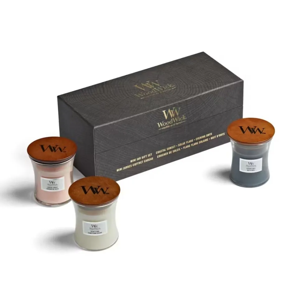 Yankee Candle WoodWick Cofanetto Regalo con 3 Candele Clessidra Mini con Stoppino in Legno Fragranze Floreali Assortite, 3 x 85g