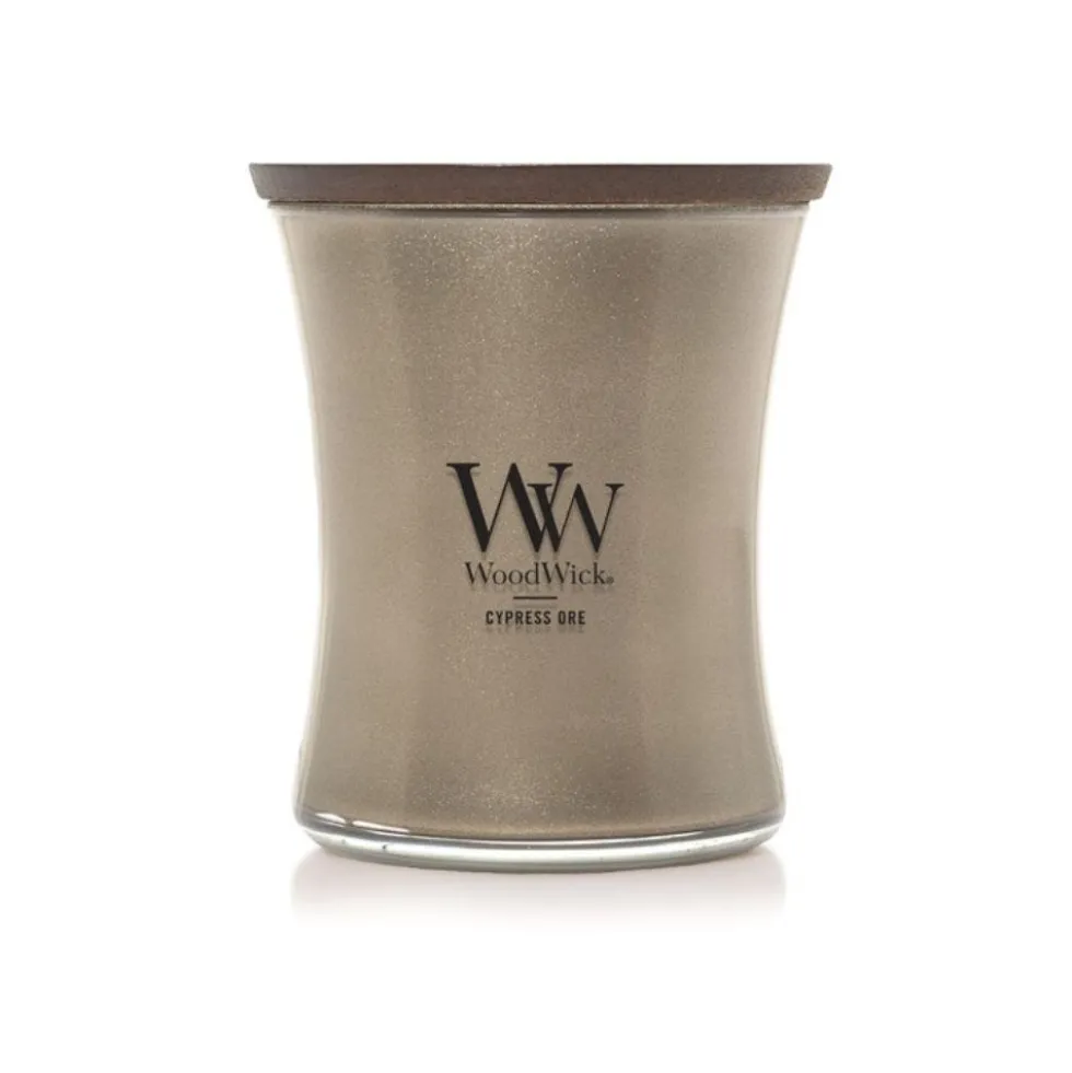 Yankee Candle WoodWick - Precious Metals Candela Cypress Ore Clessidra Media, 275g