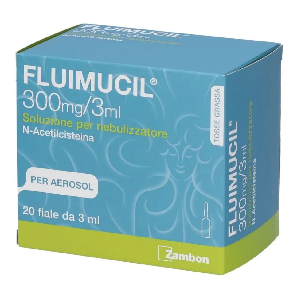 Zambon Fluimucil 300mg/3ml N-acetilcisteina Soluzione per Nebulizzatore Mucolitico, 20 Fiale