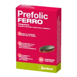 Zambon Prefolic - Ferro Integratore Alimentare Ferro e Vitamina C, 30 Compresse