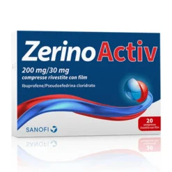 Zerinoactiv 200mg/30mg Raffreddore Congestione Nasale Febbre e Dolore, 20 Compresse Rivestite