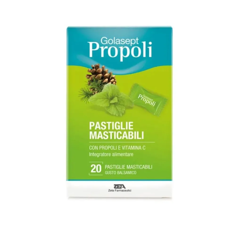 Zeta Farmaceutici Golasept Propoli Pastiglie Masticabili Gusto Balsamico, 20 Compresse