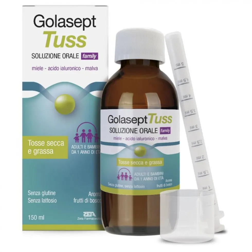 Zeta Farmaceutici Golasept - Tuss Family Sciroppo per la tosse secca e grassa, 150 ml