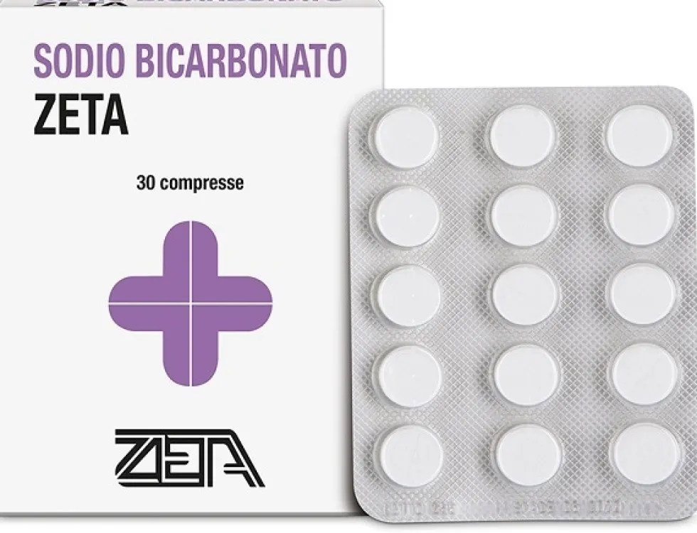 Zeta Sodio Bicarbonato Alimentare - Integratore antiacido e digestivo, 30 compresse da 500 mg