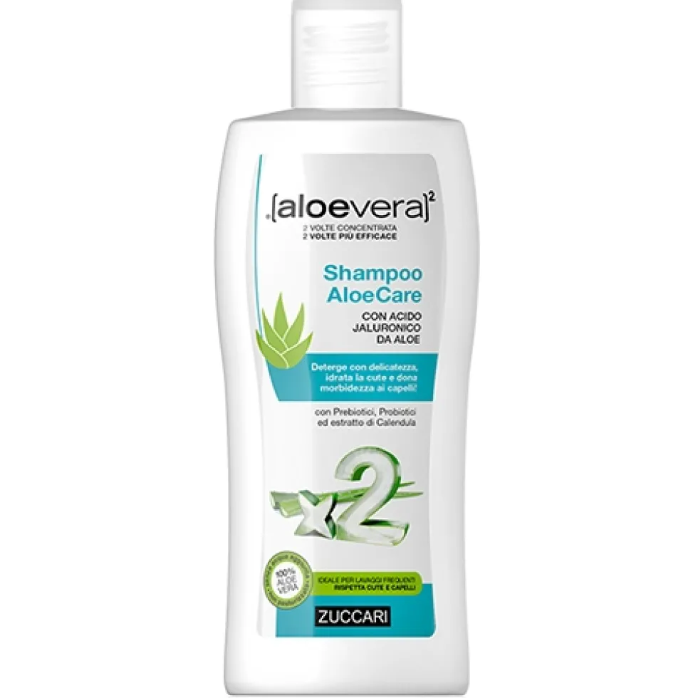 Zuccari AloeVera2 AloeCare - Shampoo con acido ialuronico per lavaggi frequenti, flacone da 200 ml