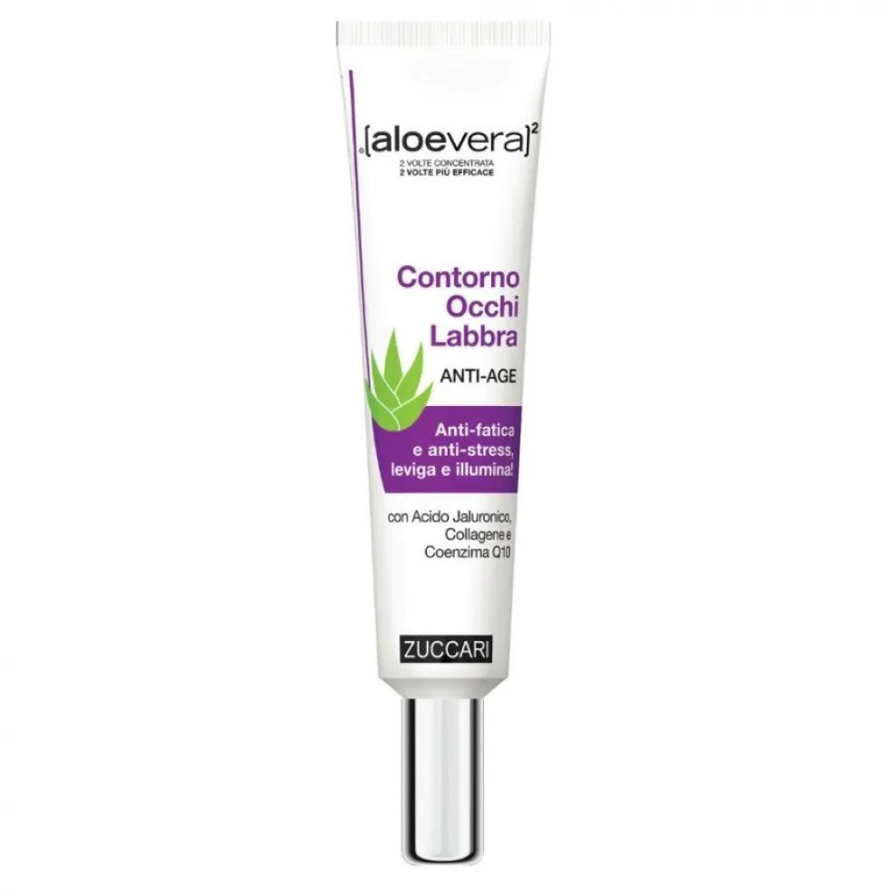 Zuccari Aloevera2 - Crema Zuccari contorno occhi anti-age e levigante per le labbra, 18 ml