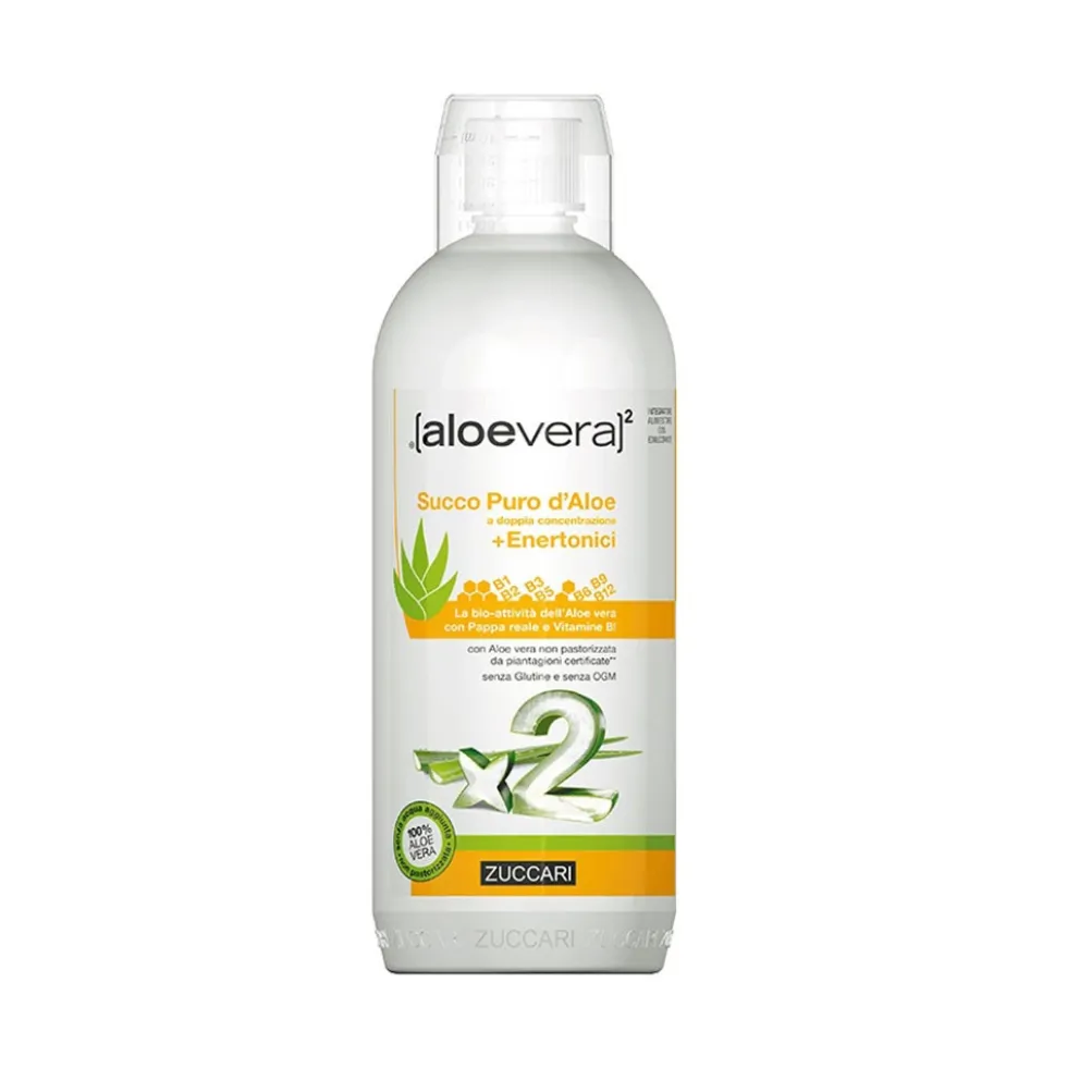Zuccari AloeVera2 - Succo Puro D'Aloe + Enertonici Integratore, 1litro