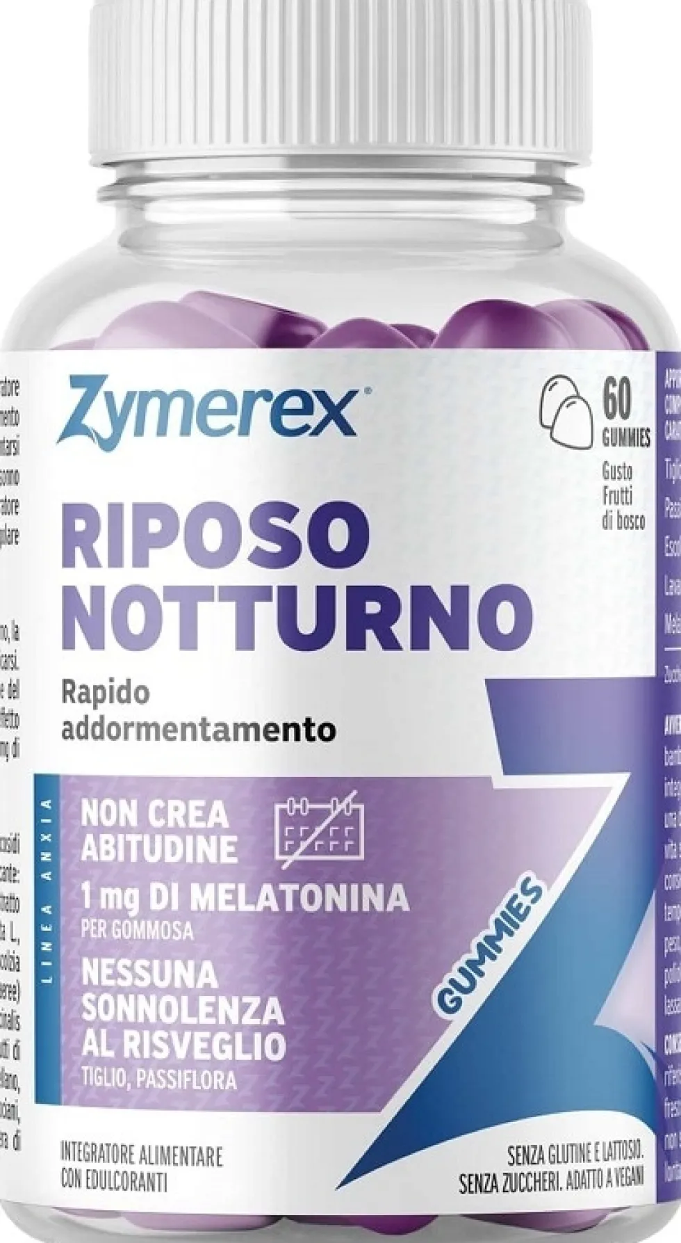 Zymerex Riposo Notturno - Integratore alimentare per il sonno e il rilassamento, 60 gommose
