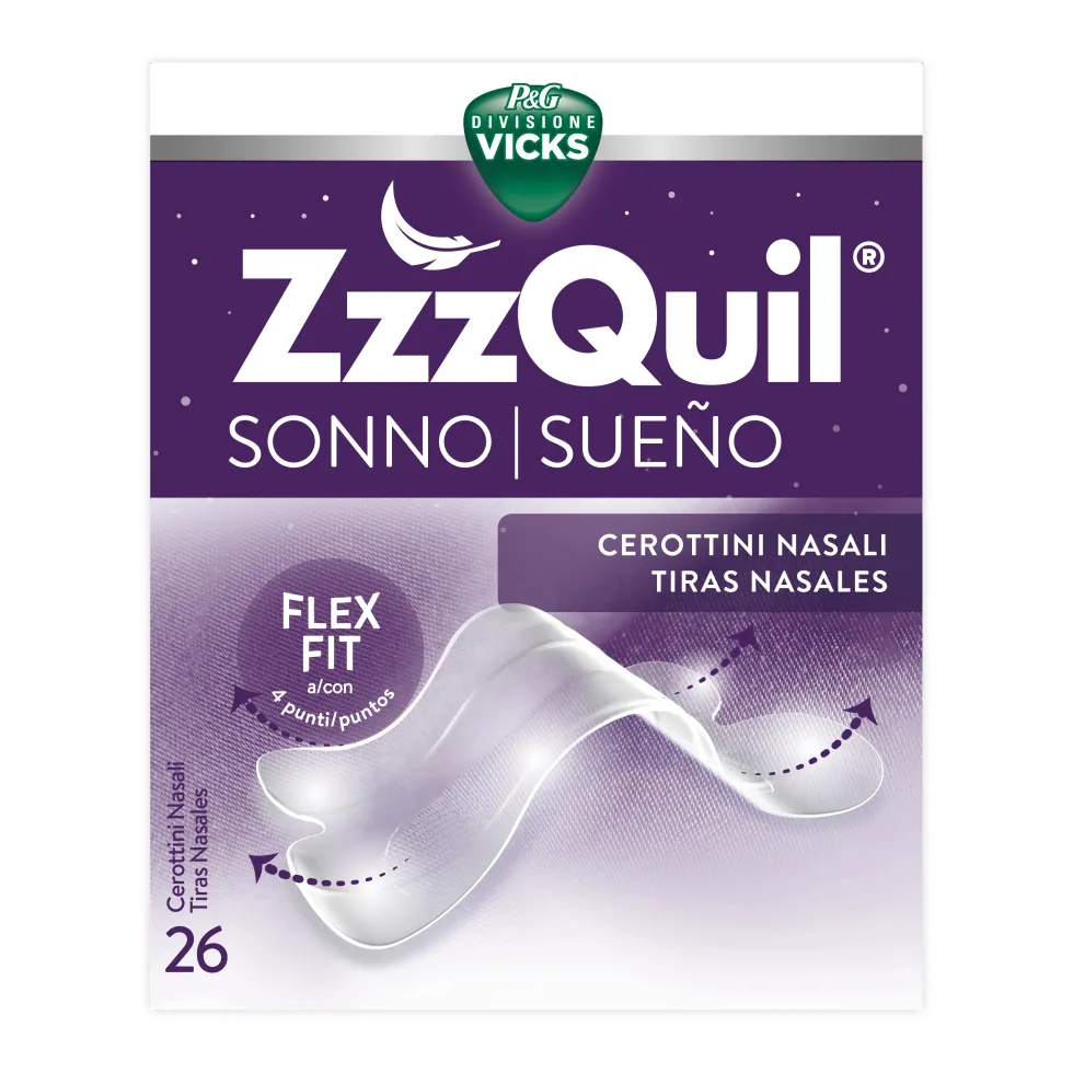 ZzzQuil Cerottini Nasali per Alleviare la Congestione Nasale Notturna e Favorire il Sonno, 26 Pezzi